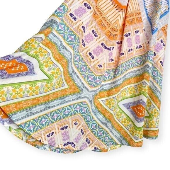 Spense top halter neck sleeveless multicolor geometric boho festival preppy S - Picture 3 of 8